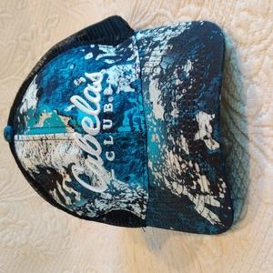 Cabela's Club Blue Camo Mesh Back Adjustable Snapback Baseball Billed Cap Hat